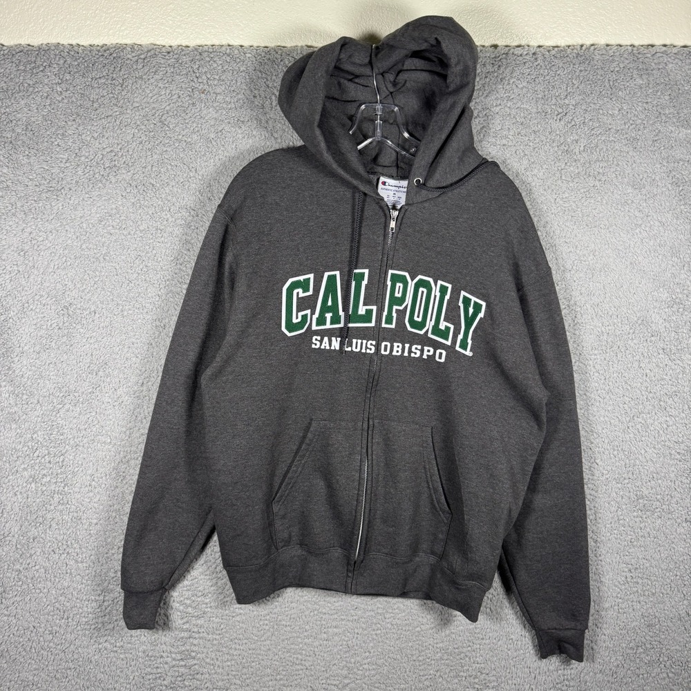Champion Cal Poly San Luis Obispo Zip Up Hoodie Mens Medium Charcoal Heather